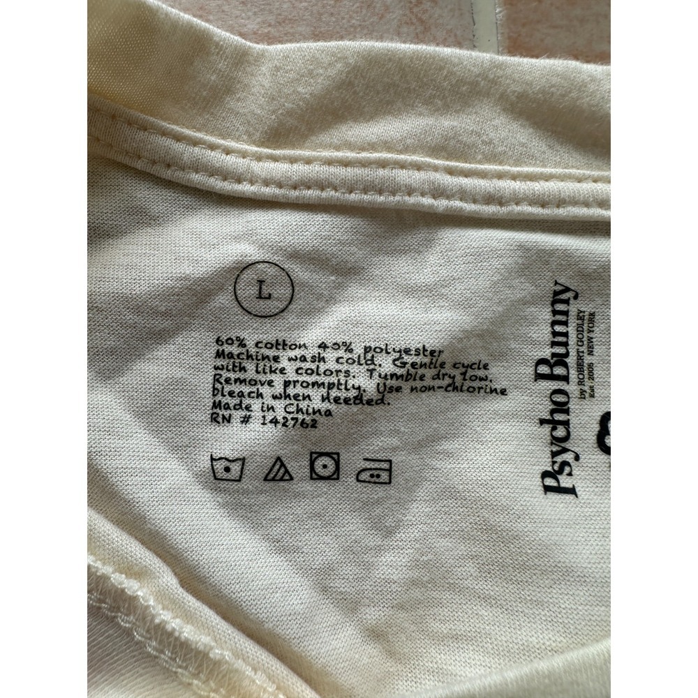 Like new! Psycho Bunny  Robert Godley  T-Shirt Ivory Short Sleeve Men's L‎ - Picture 6 of 6